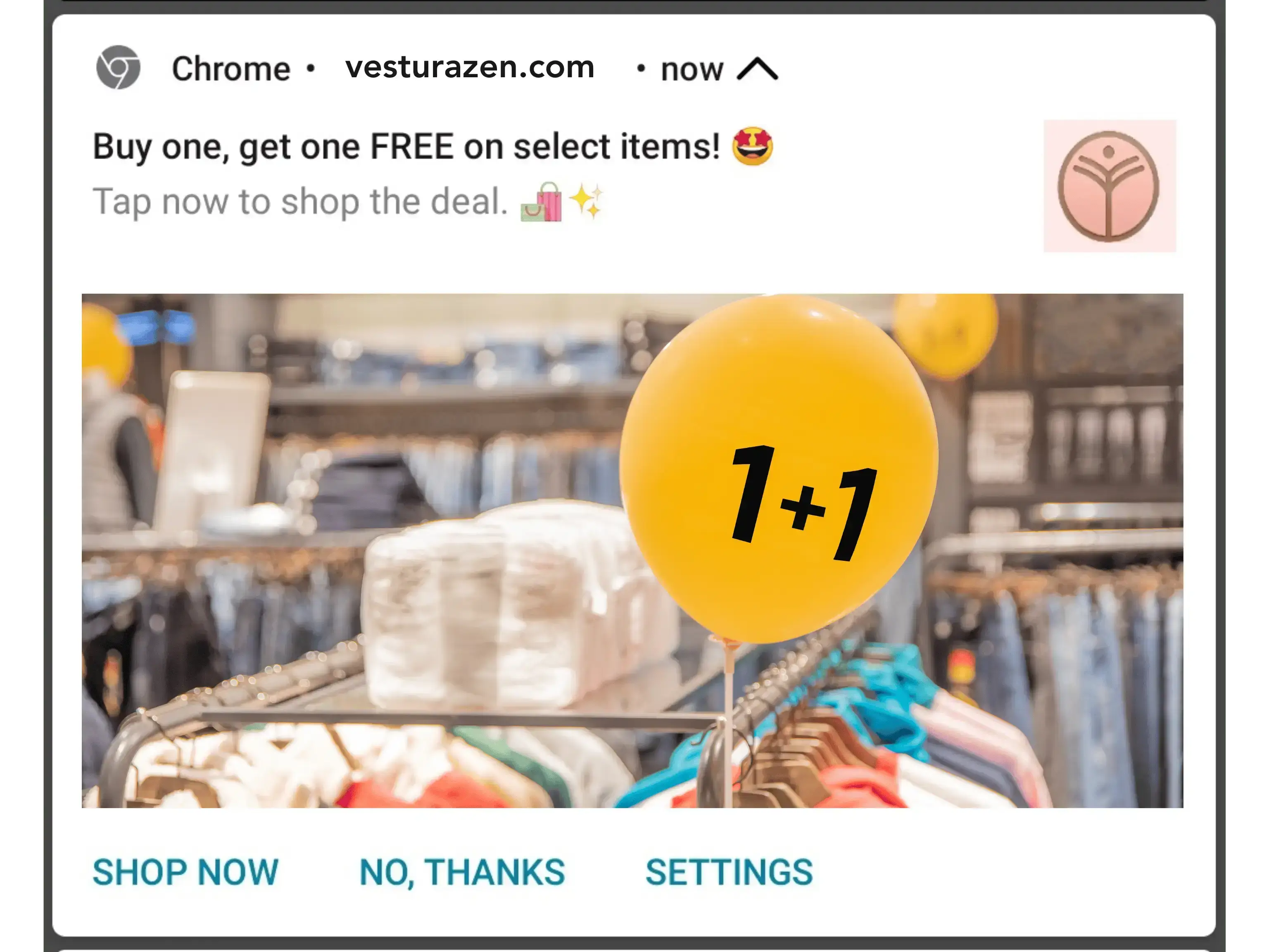 Push notification example for cart abandonment recovery - 2 for the price of 1