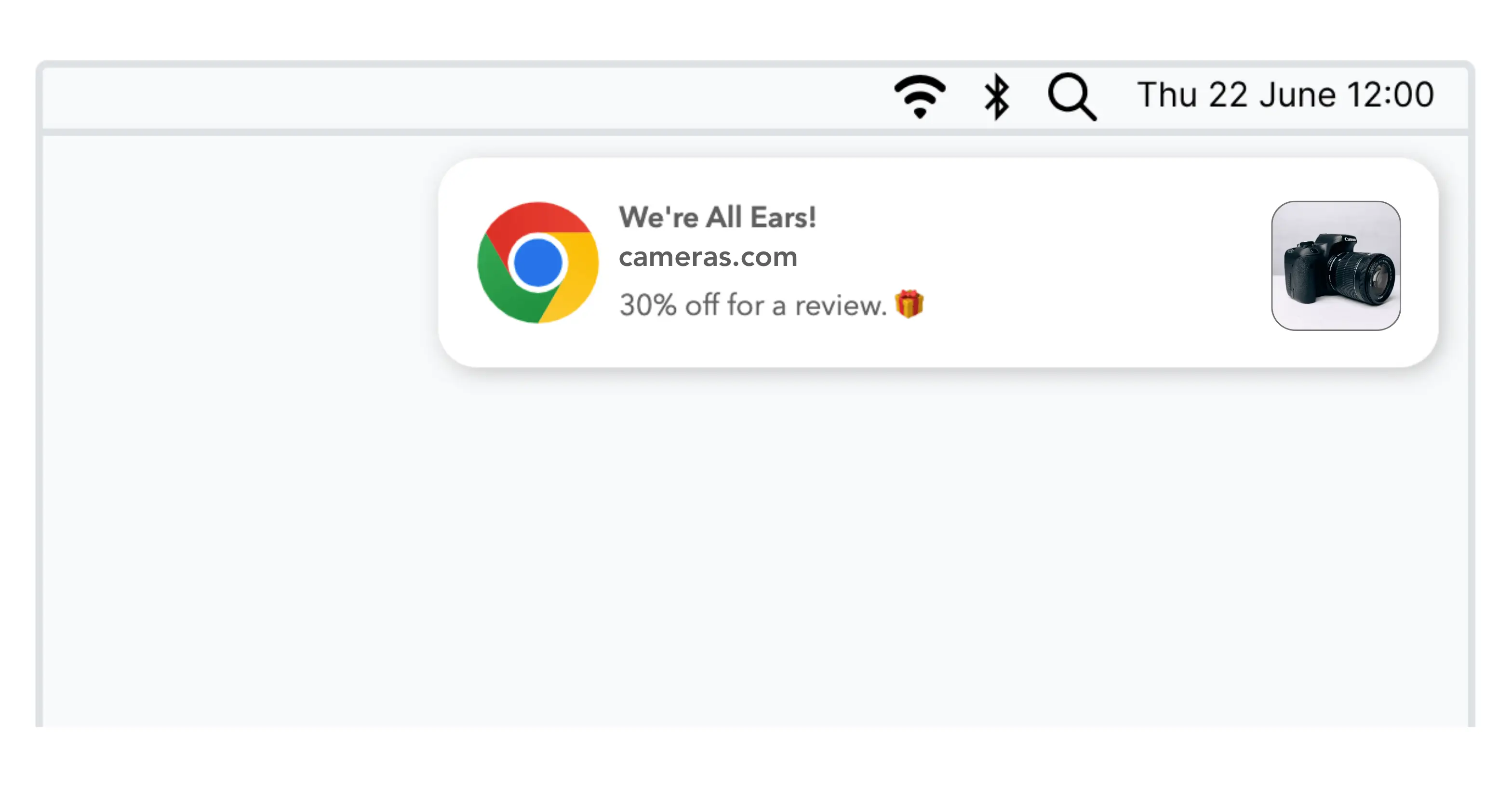 Web push notification anatomy example on Chrome for MacOS